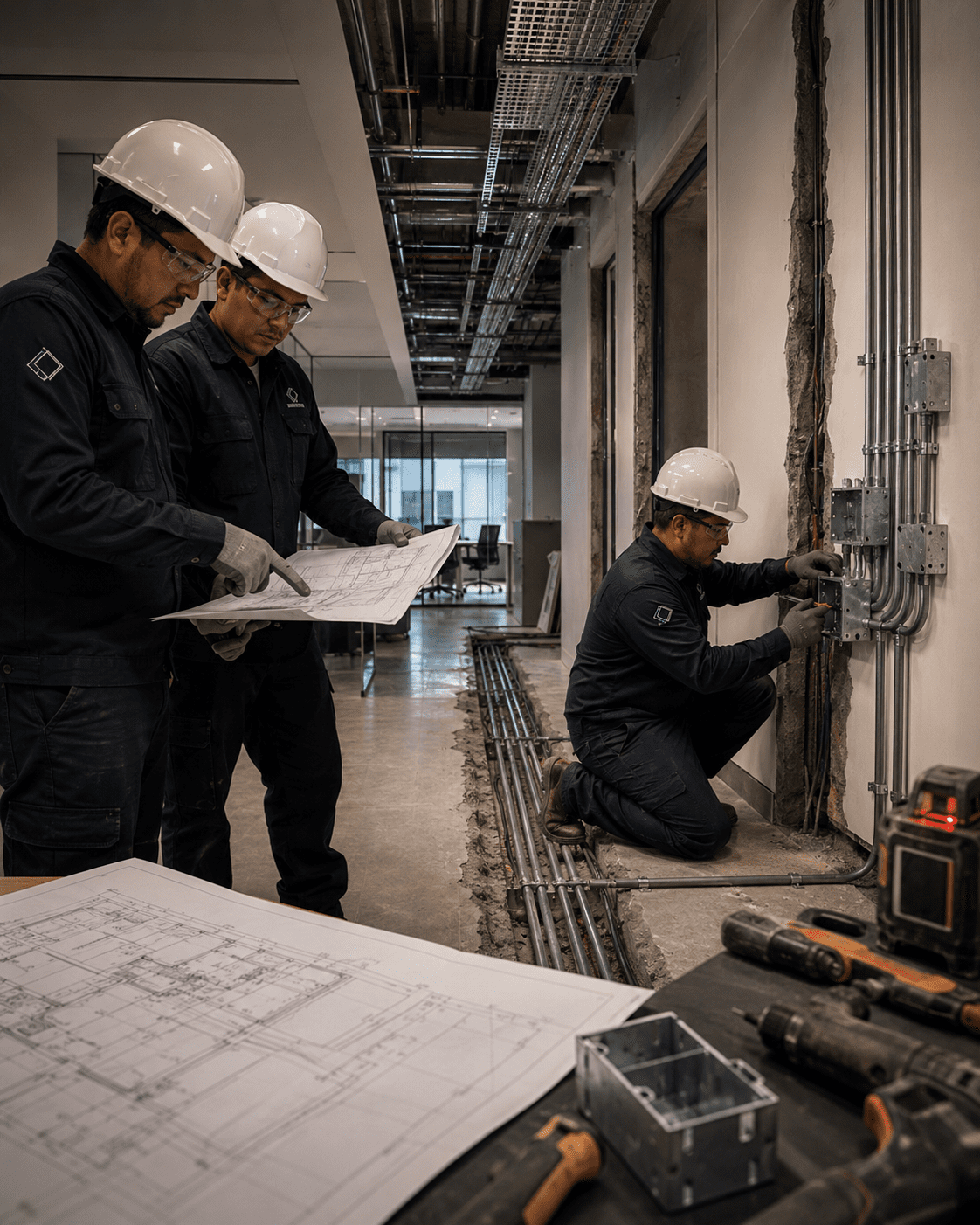 mampostería y canalización para infraestructura tecnológica